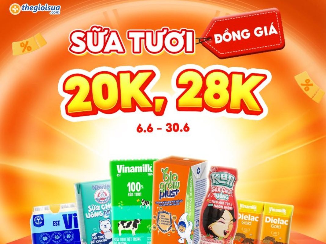 Ưu Đãi Sale Đồng Giá Sữa Nước Chỉ Từ 20K,, 28K Tại Thegioisua.com