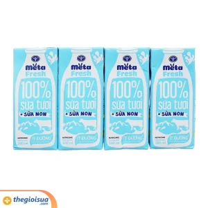 Sữa tươi ít đường bổ sung sữa non Meta Fresh 4*180ml
