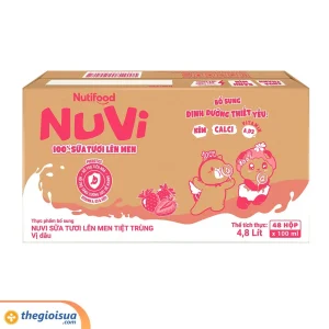 Sữa Tươi Lên Men Tiệt Trùng NUVI Vị Dâu 4x100ml