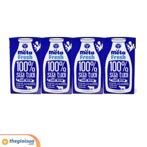 Sữa tươi có đường bổ sung sữa non Meta Fresh 4*110ml