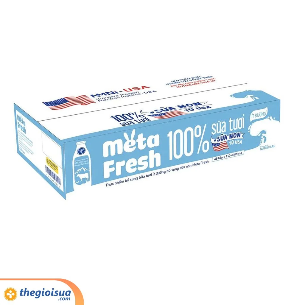 Sữa tươi ít đường bổ sung sữa non Meta Fresh 4*110ml