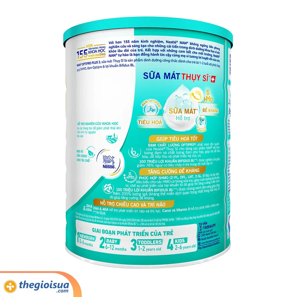 Sữa bột Nan Optipro Plus 3 hàng nhập khẩu sản xuất tại Singapore