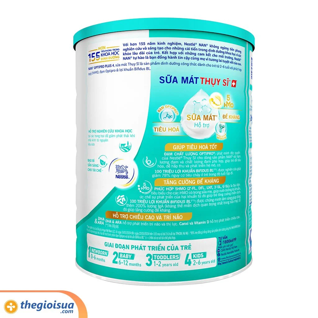 Sữa bột Nan Optipro Plus 4 hàng nhập khẩu sản xuất tại Singapore