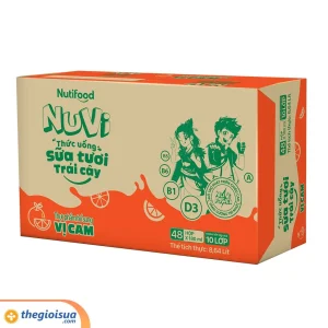 Sữa tươi trái cây tươi Nuvi cam hộp 180ml
