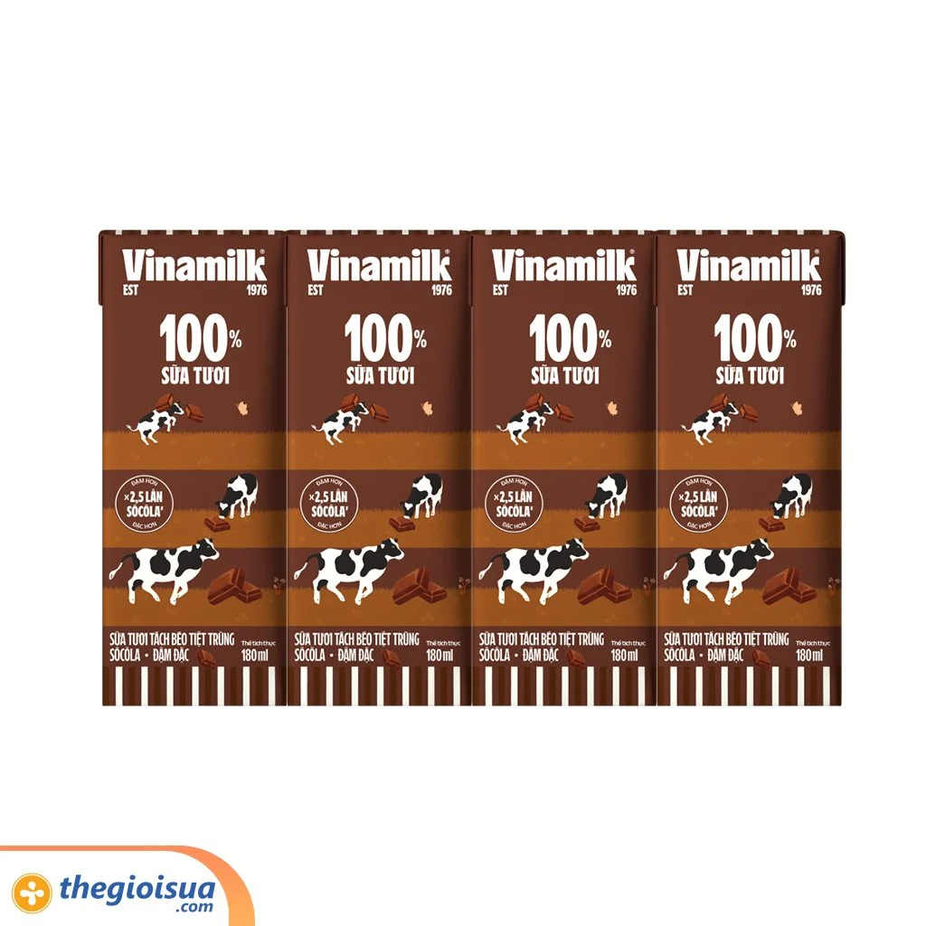 Sữa tươi Vinamilk tiệt trùng tách béo sôcôla 180ml