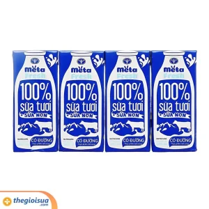 Sữa tươi có đường bổ sung sữa non Meta Fresh 4*180ml
