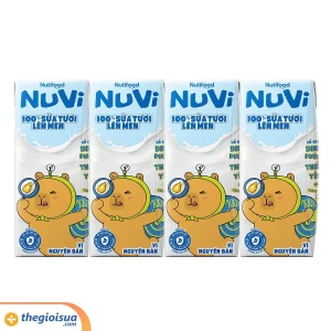 Sữa Tươi Lên Men Tiệt Trùng NUVI Vị Nguyên Bản 4x170ml