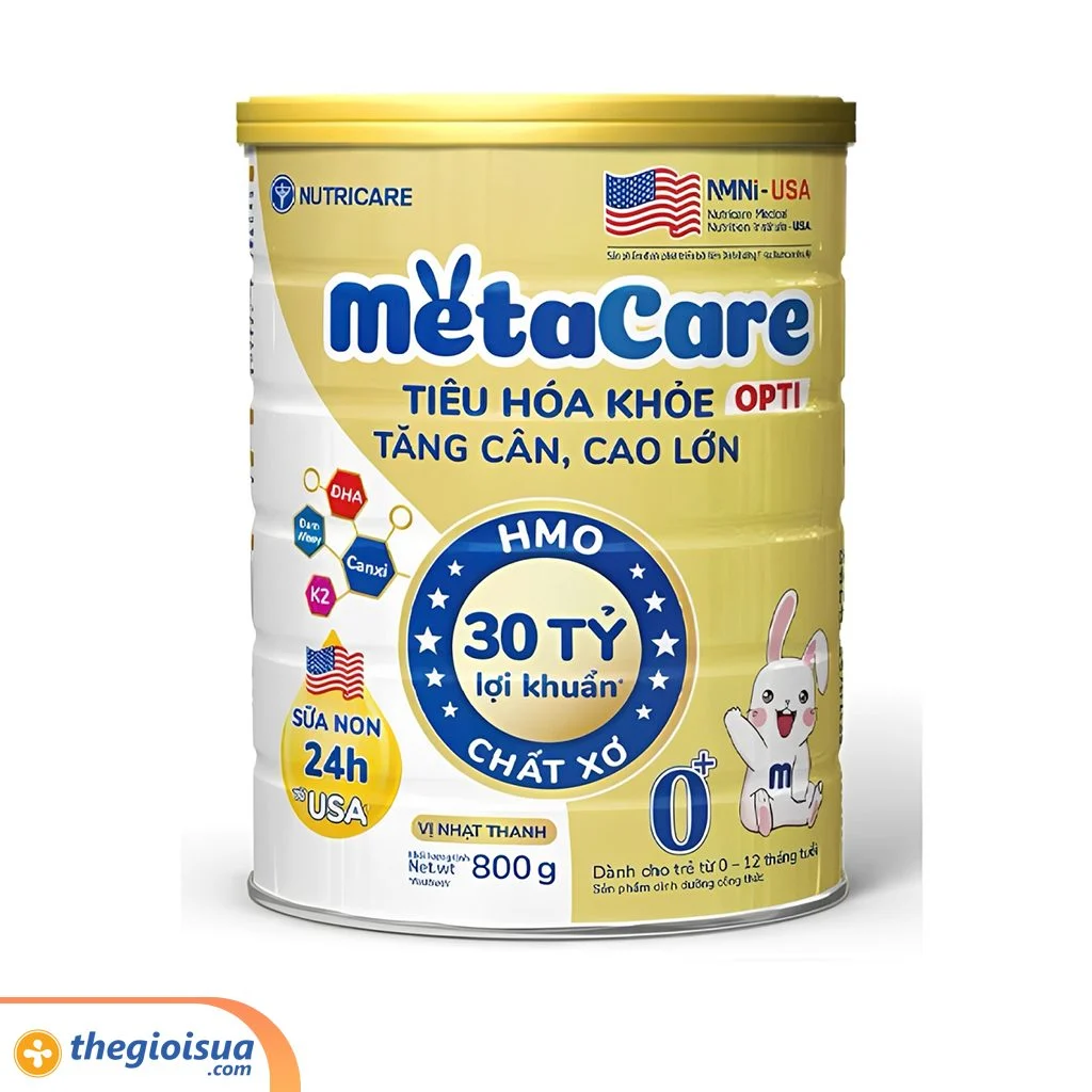Sữa bột Metacare Opti 0+ 800g cho bé 0-12 tháng (Vàng)
