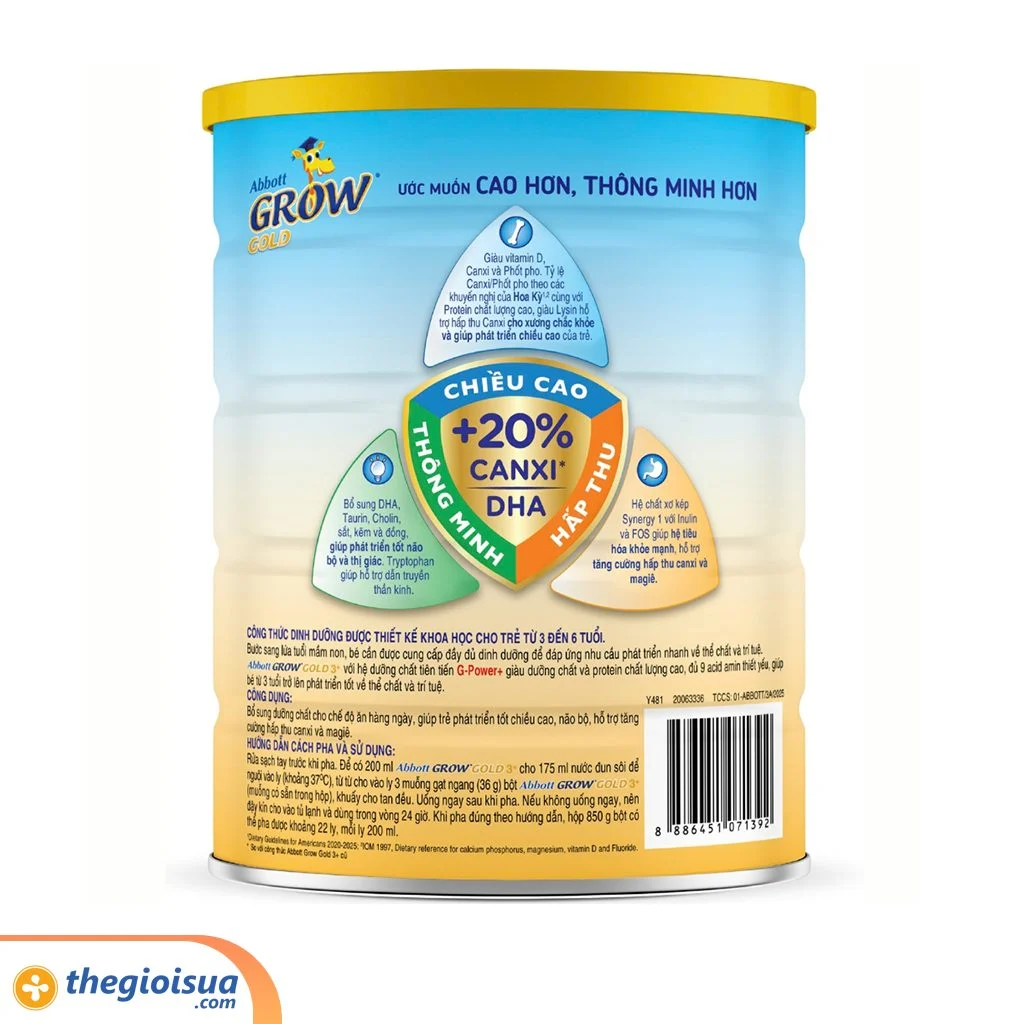 Sữa bột Abbott Grow Gold 3+ 800g (Từ 3-6 tuổi)
