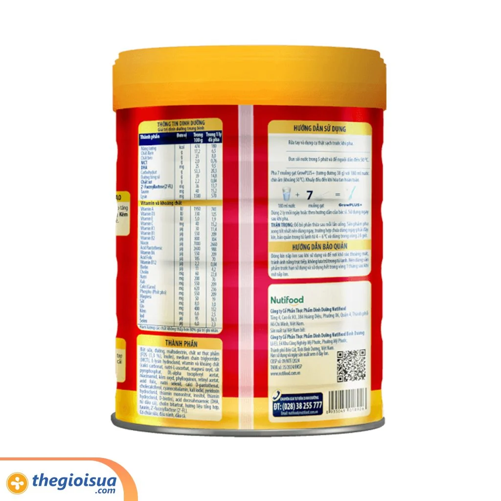 Sữa bột GrowPLUS đỏ 2+ 900g (từ 2 tuổi)