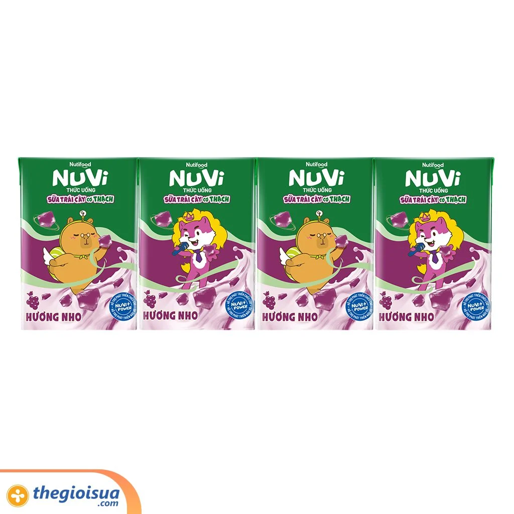 Sữa uống trái cây Nuvi Nho có thạch hộp 100ml