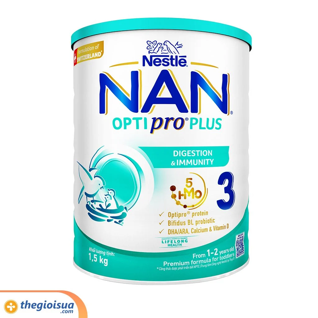 Sữa bột Nan Optipro Plus 3 hàng nhập khẩu sản xuất tại Singapore