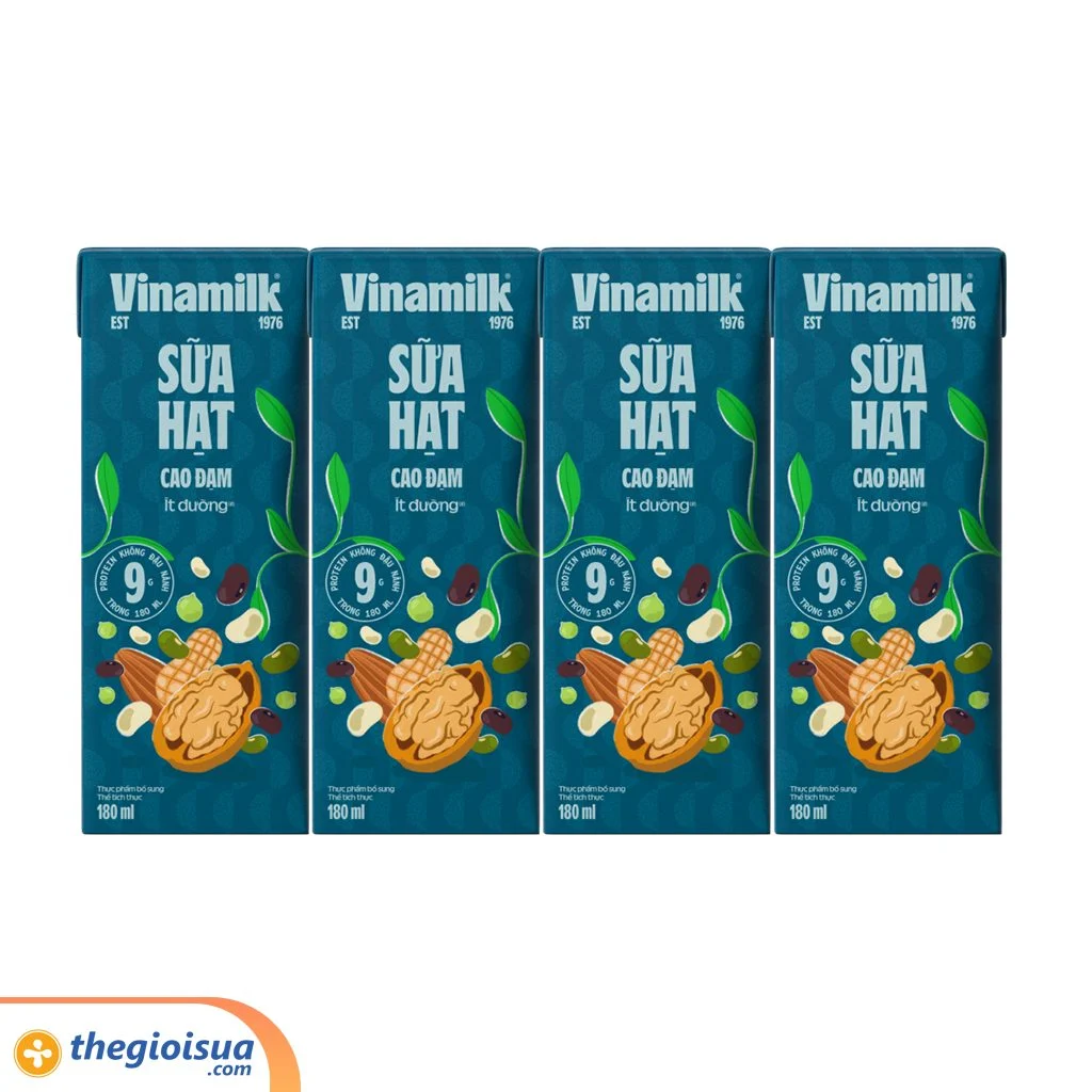 Sữa hạt cao đạm ít đường Vinamilk 180ml