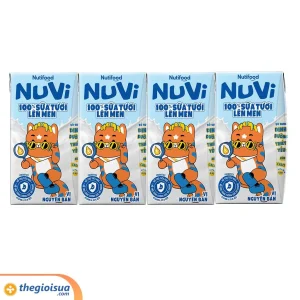 Sữa Tươi Lên Men Tiệt Trùng NUVI Vị Nguyên Bản 4x100ml