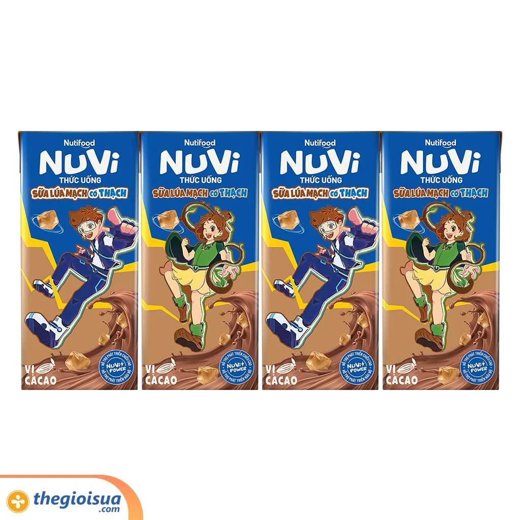 Sữa uống NuVi lúa Mạch cacao có thạch hộp 170 ml