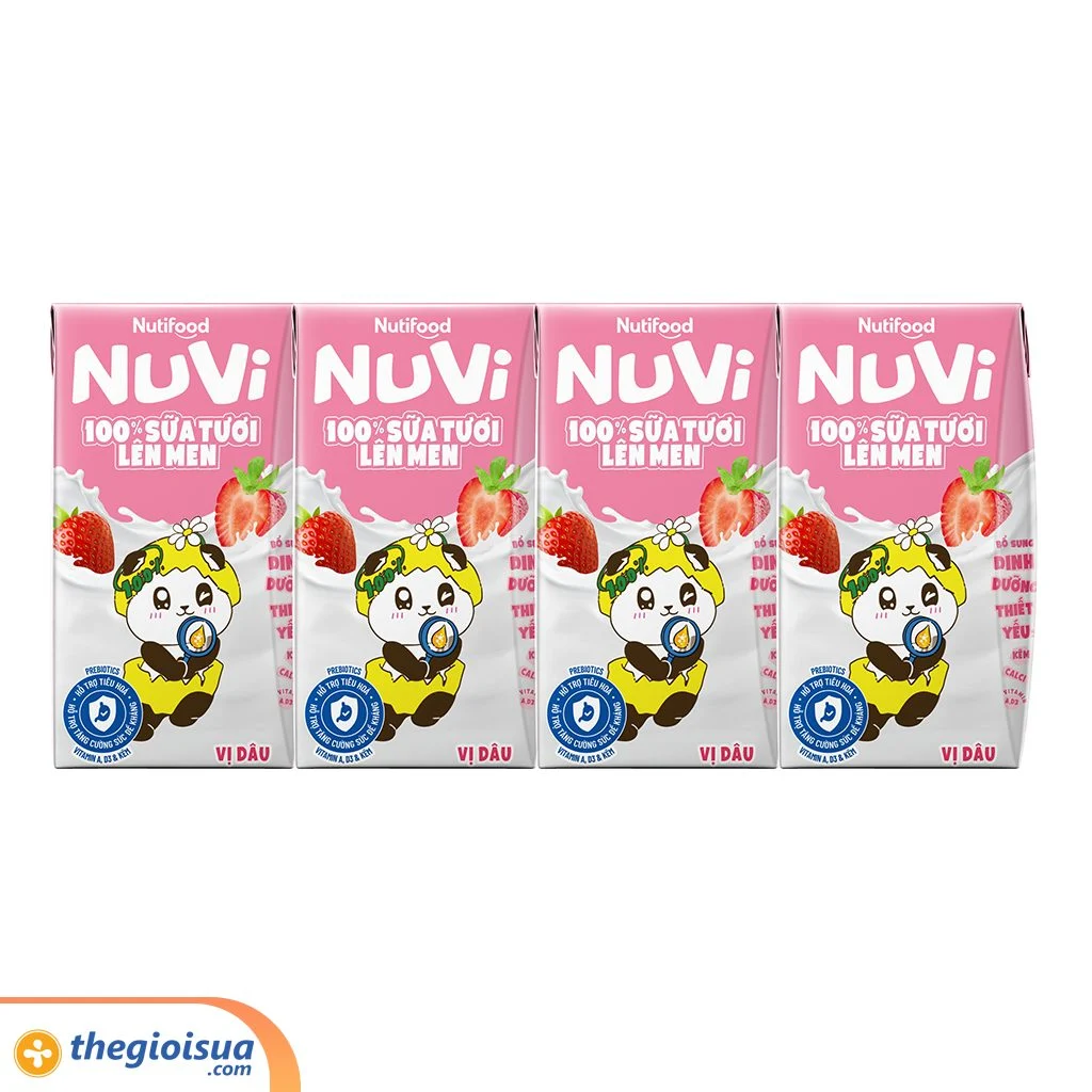 Sữa Tươi Lên Men Tiệt Trùng NUVI Vị Dâu 4x100ml