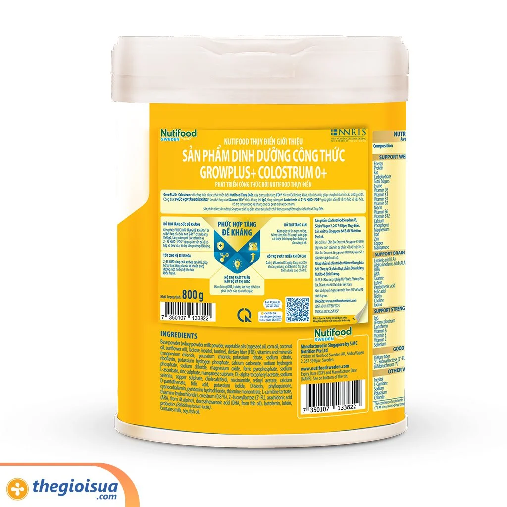 Sữa bột Grow Plus+ colostrum Lactoferrin 0+ 800g (từ 0-12 tháng)