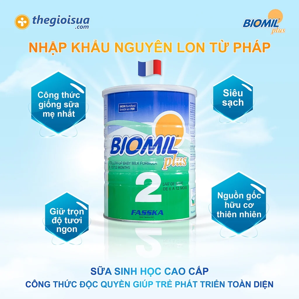 Sữa bột Biomil Plus 2 cho bé (trên 6 tháng)