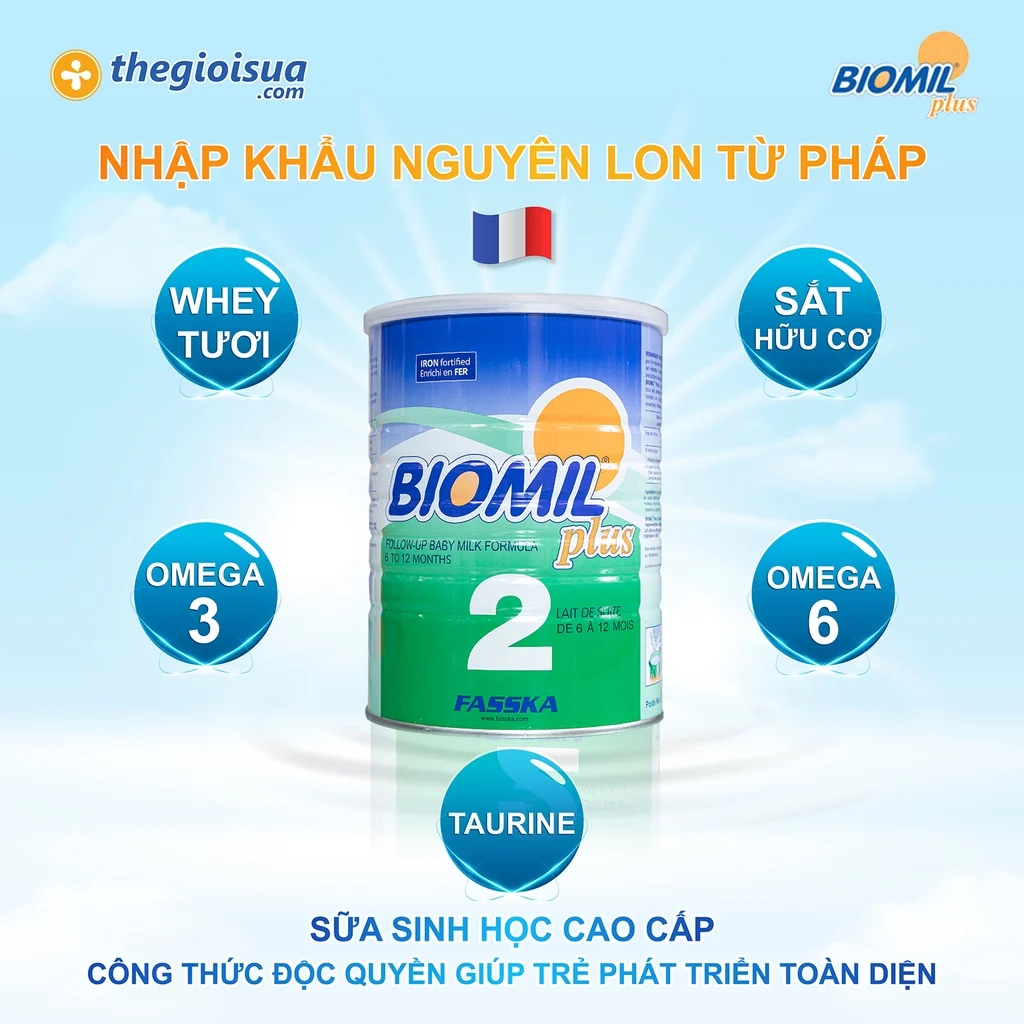 Sữa bột Biomil Plus 2 cho bé (trên 6 tháng)