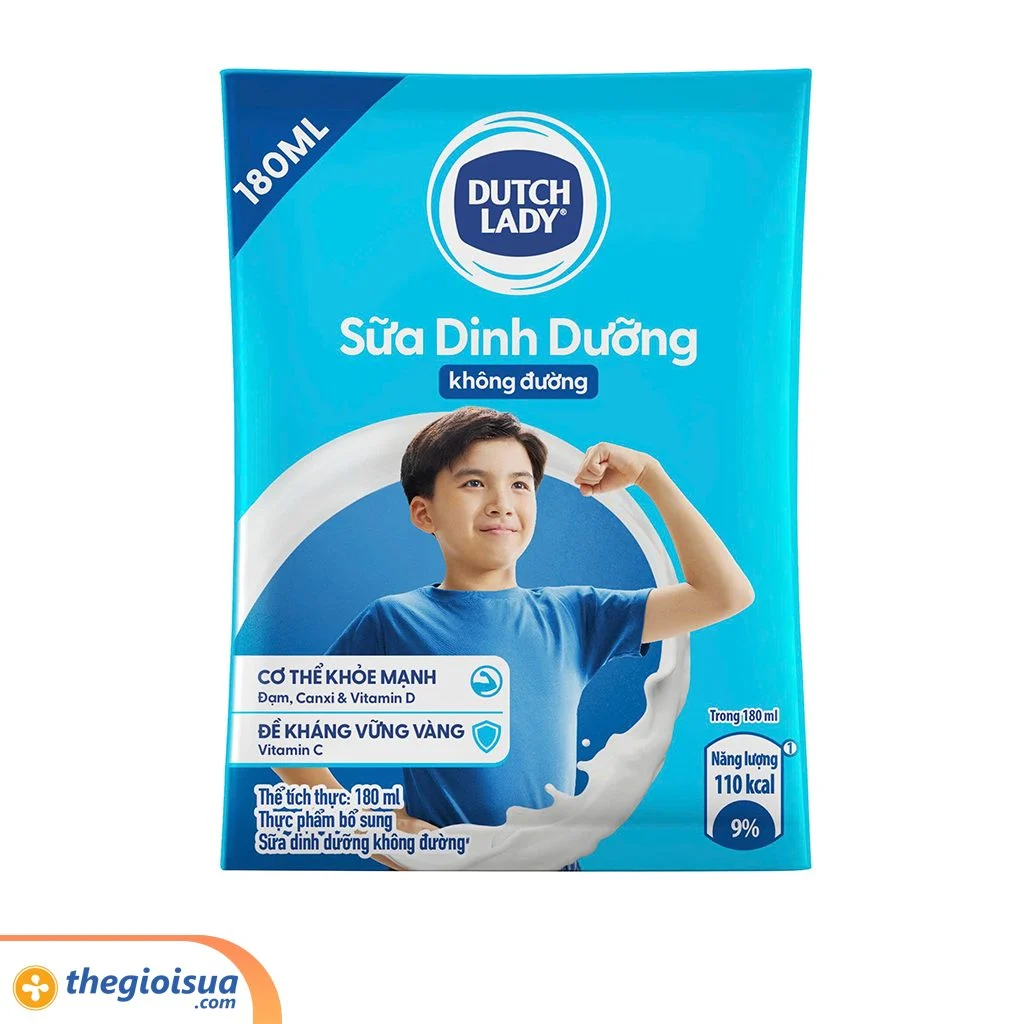 Sữa tươi tiệt trùng Dutch Lady không đường bịch 180ml – Thùng 48 bịch