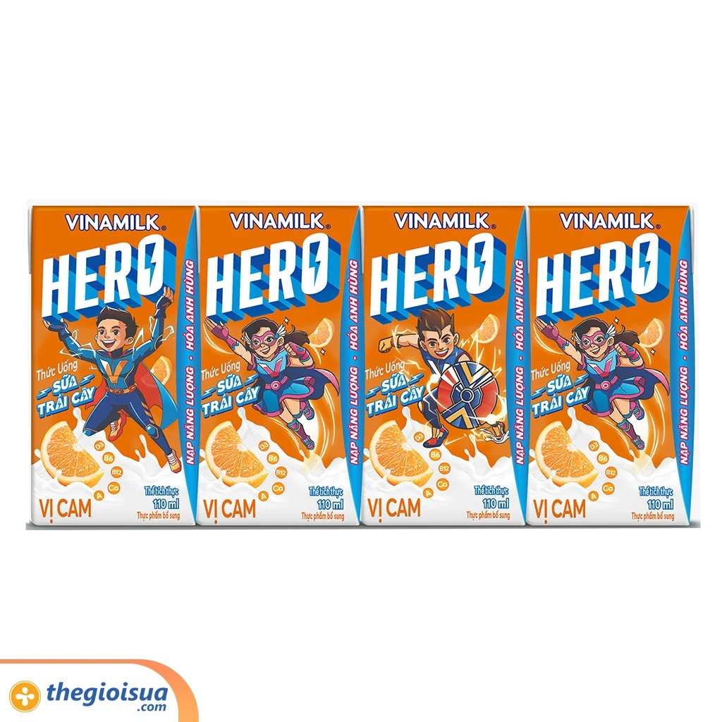 Sữa trái cây Vinamilk Hero vị cam 110ml