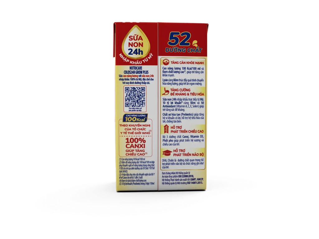 Sữa nước Nutricare colos 24H grow plus 110ml từ 1 tuổi