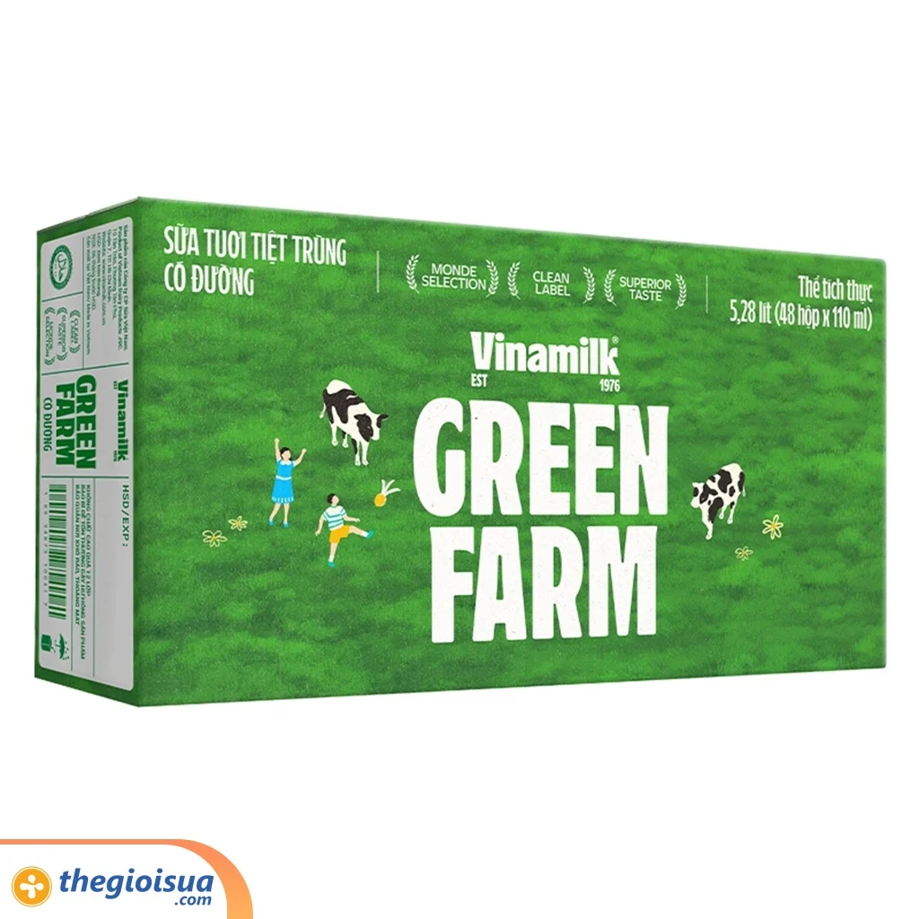 Sữa tươi tiệt trùng có đường Vinamilk Green Farm 110ml