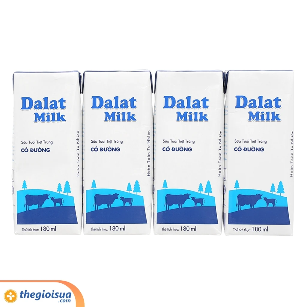 Sữa tươi tiệt trùng có đường Dalatmilk 180ml