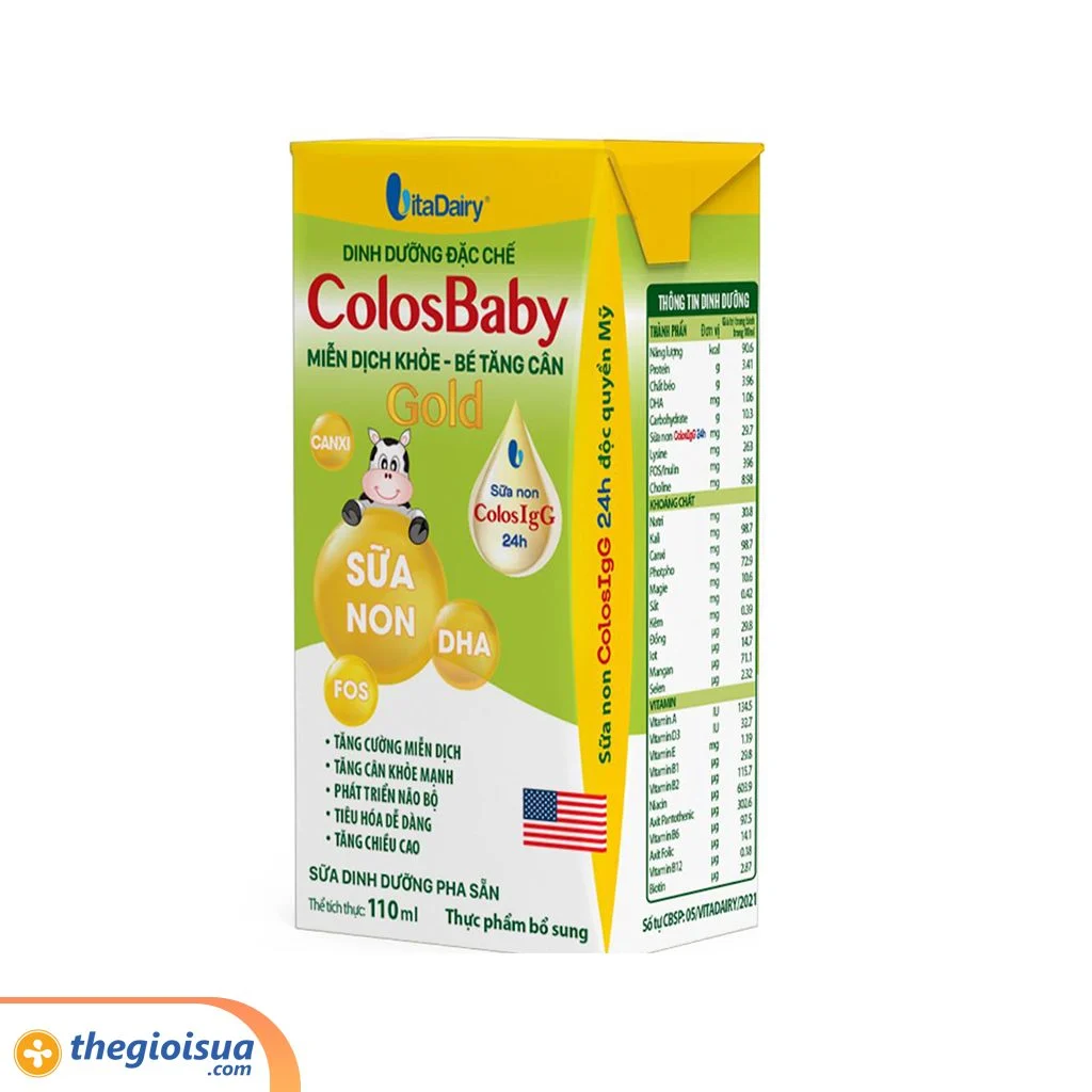 Sữa uống dinh dưỡng Colos Baby Gold 110ml, lốc 4 hộp (trên 1 tuổi)