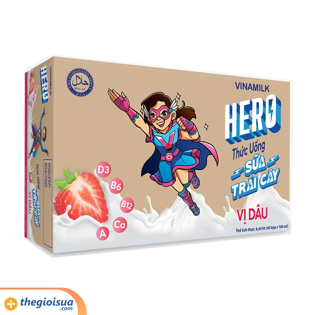 Sữa trái cây Vinamilk Hero vị dâu 180ml