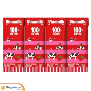 Sữa tươi tiệt trùng Vinamilk 100% Hương Dâu 180ml