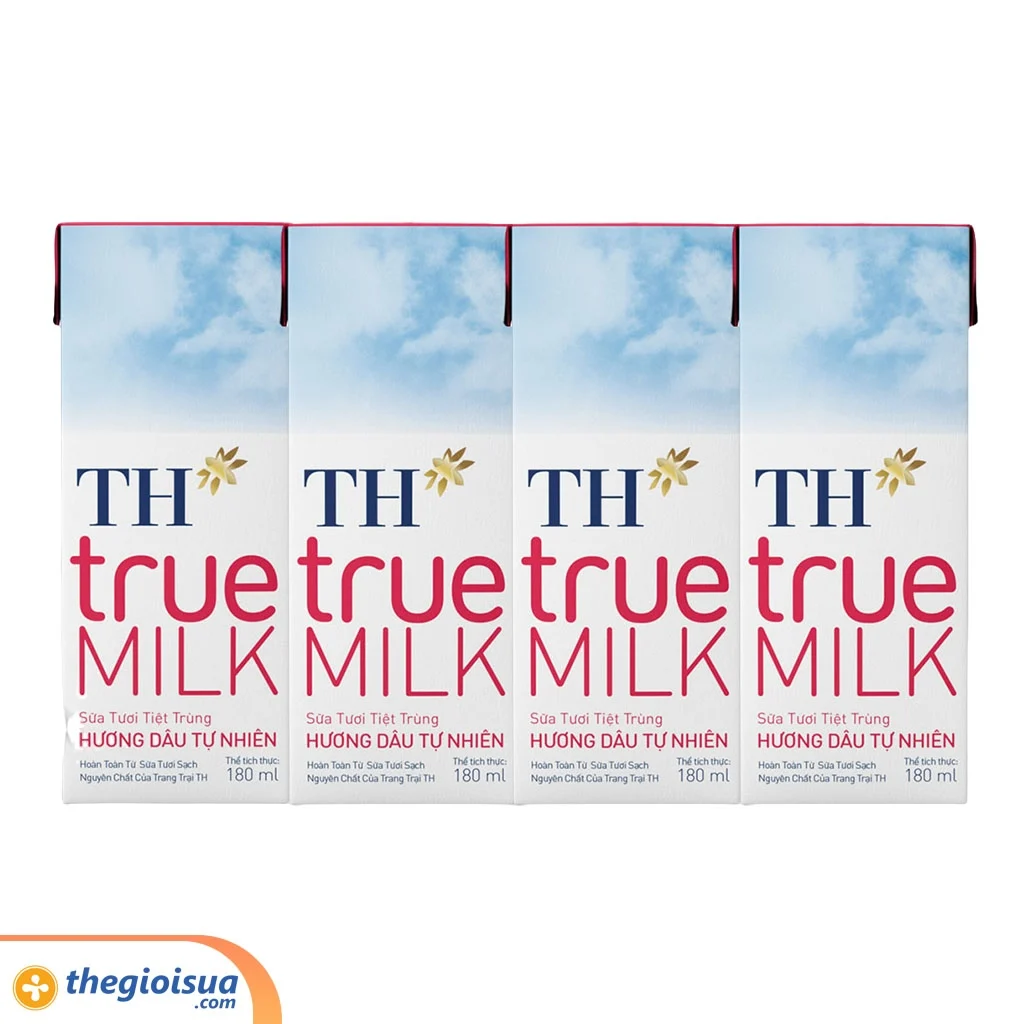 Sữa tươi tiệt trùng TH Dâu 180ml