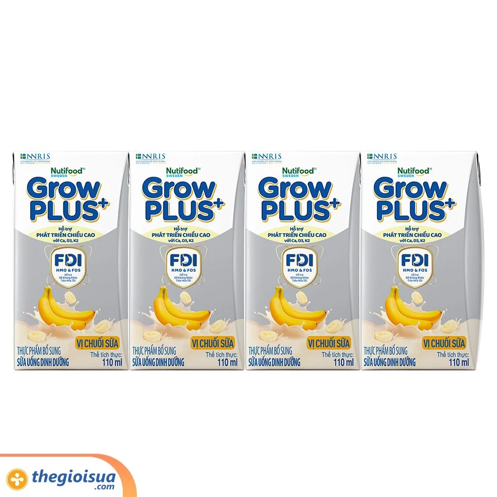 Sữa Pha Sẵn GrowPlus+ Vị chuối sữa Hộp 110ml