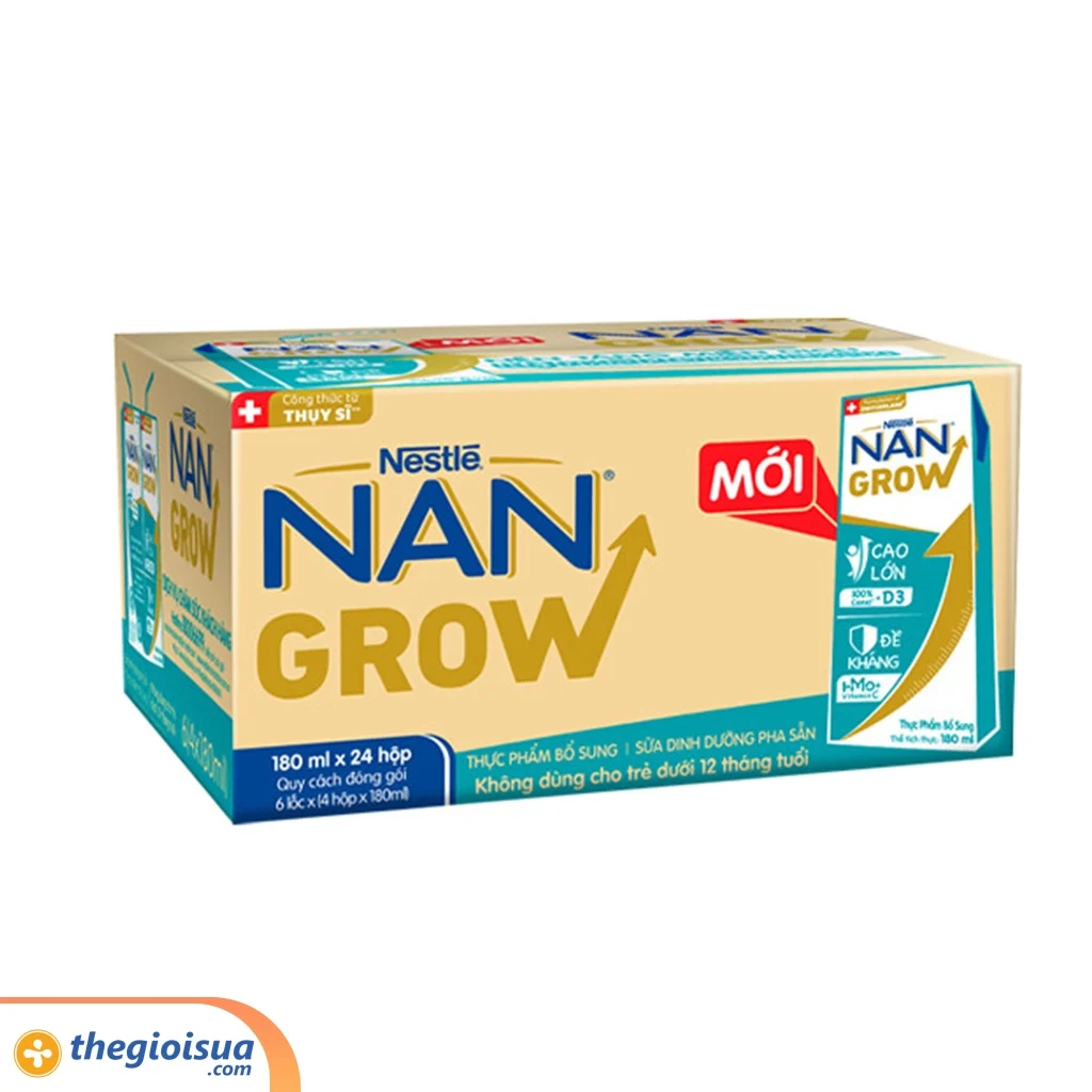 Sữa dinh dưỡng pha sẵn Nan Grow 180ml (thùng 6 lốc, lốc 4 hộp)
