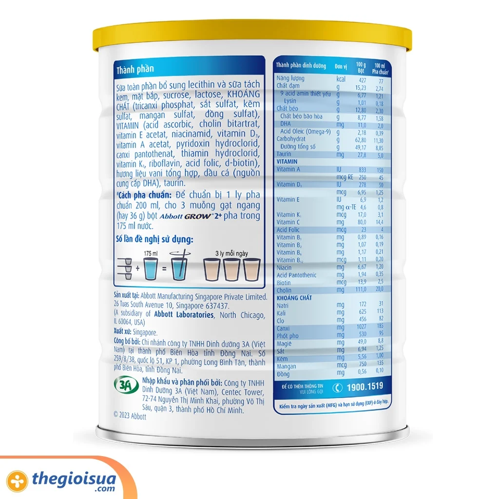 Sữa bột Abbott Grow 2+ (trên 2 tuổi)