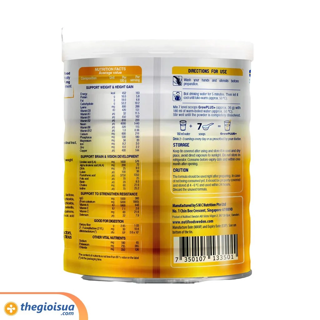 Sữa bột GrowPLUS+ Vàng 1+ (từ 1- 2 tuổi) (800g)