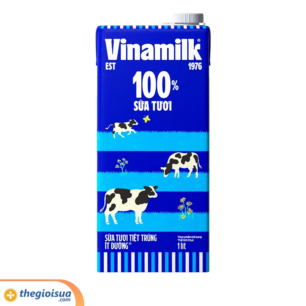 Sữa tươi tiệt trùng Vinamilk 100% ít đường 1L