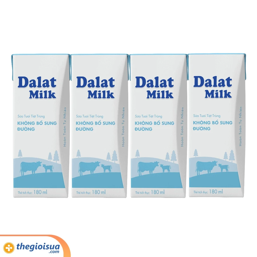 Sữa tươi tiệt trùng không đường Dalatmilk 180ml