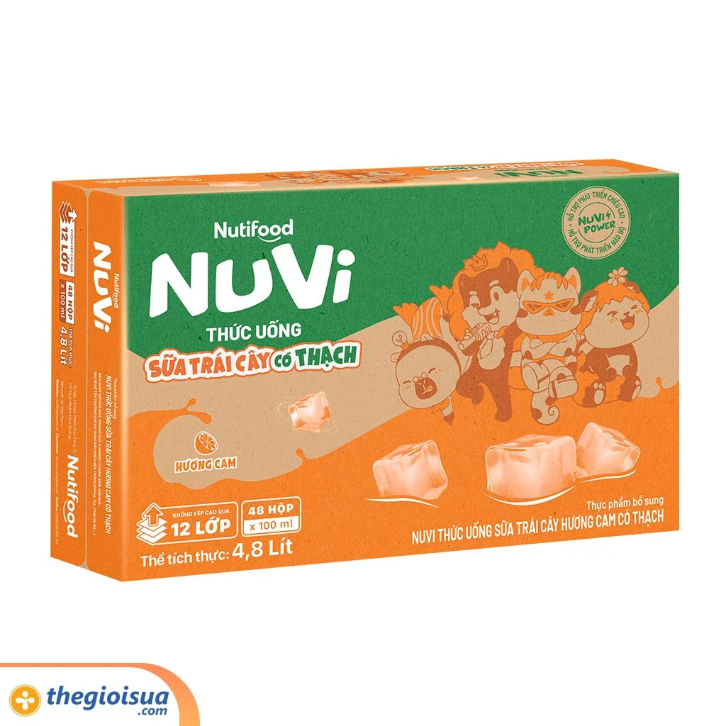 Sữa uống NuVi có thạch hương cam hộp 110ml