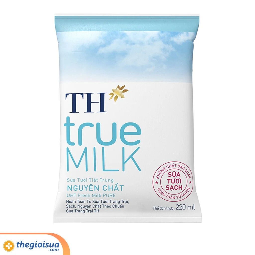 Sữa tươi tiệt trùng TH nguyên chất bịch 220ml