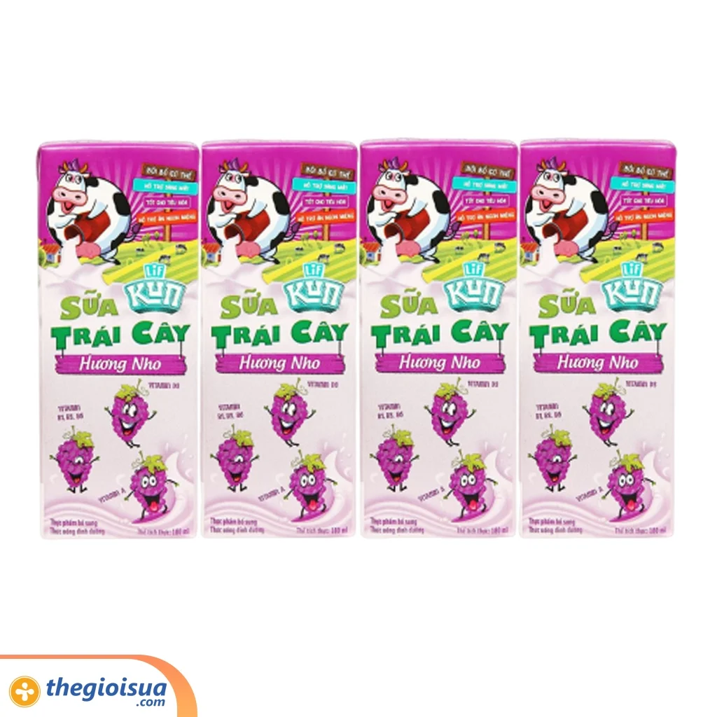 Sữa trái cây Lif Kun hương nho 180ml