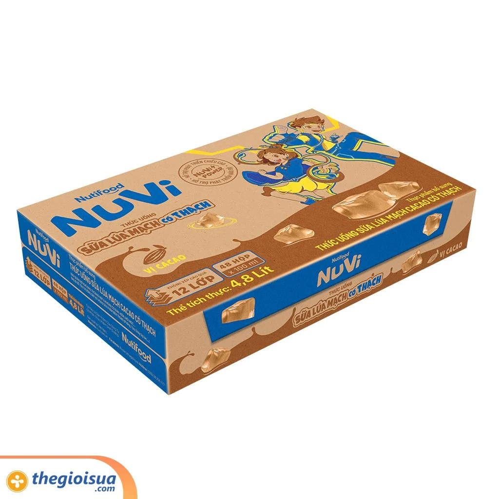 Sữa uống NuVi Lúa Mạch Cacao Có Thạch 100 ml