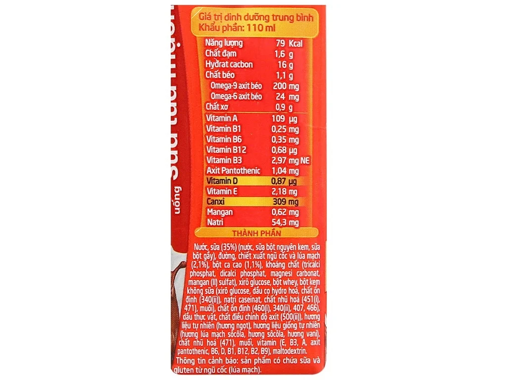 Sữa Ovaltine lúa mạch x2 canxi socola 110ml