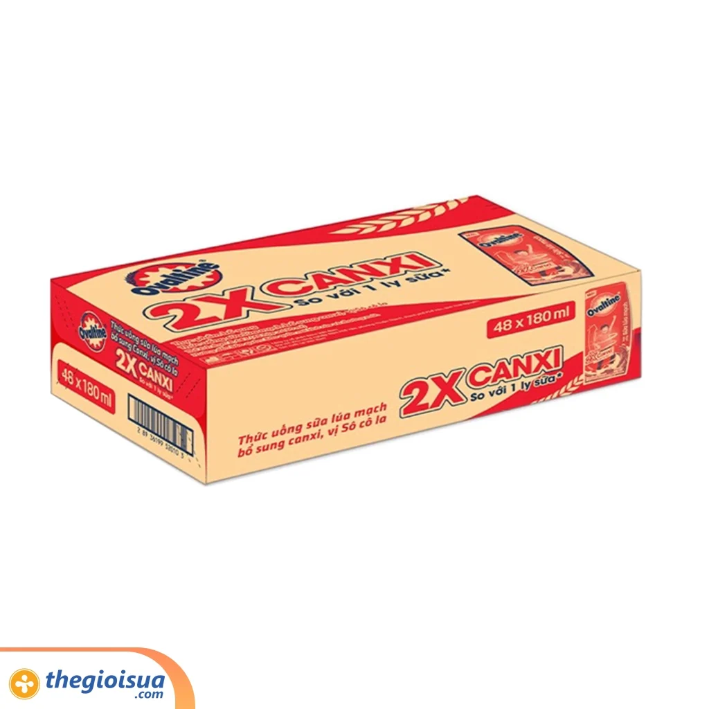Sữa Ovaltine lúa mạch x2 Canxi Socola 180ml