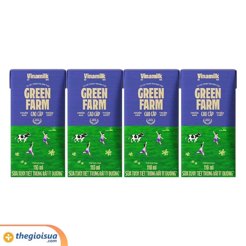 Sữa tươi tiệt trùng rất ít đường Vinamilk Green Farm 110ml