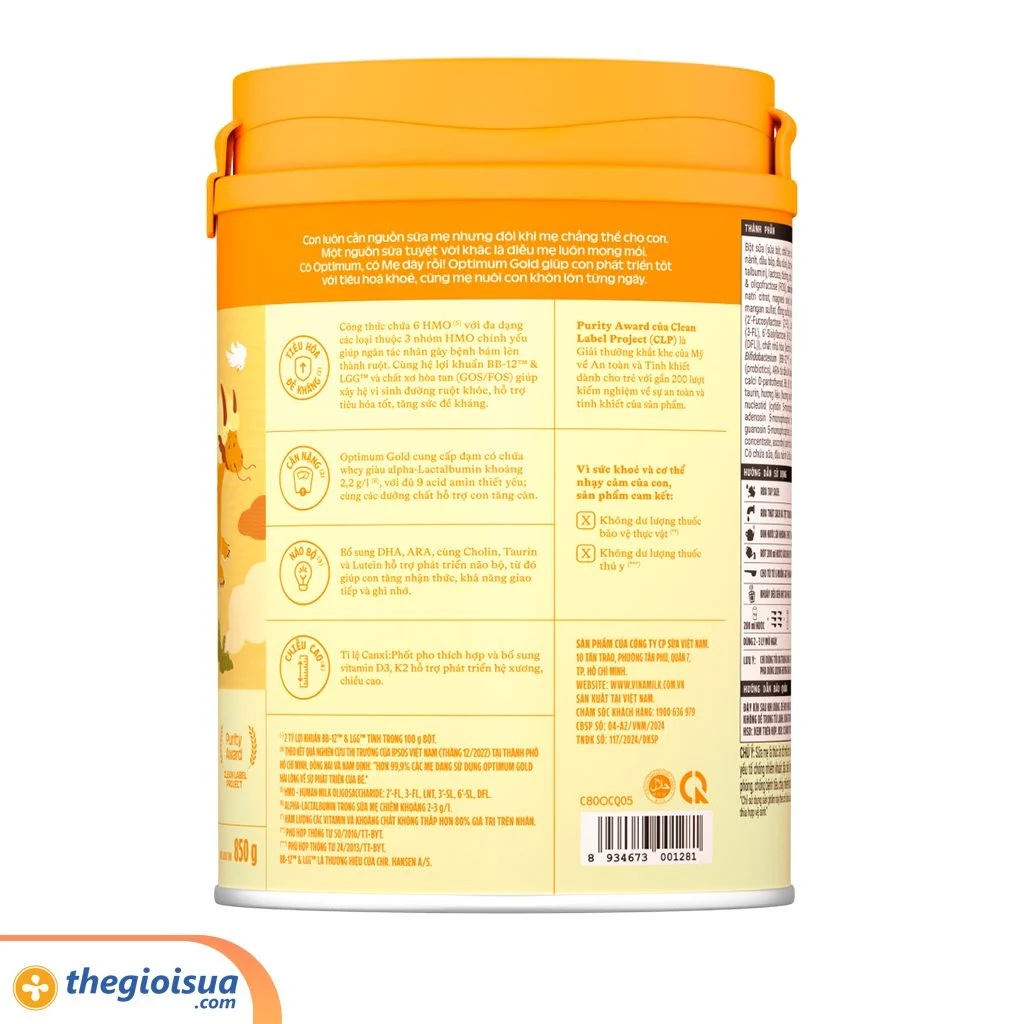 Sữa bột Optimum Gold 3 850g mẫu mới