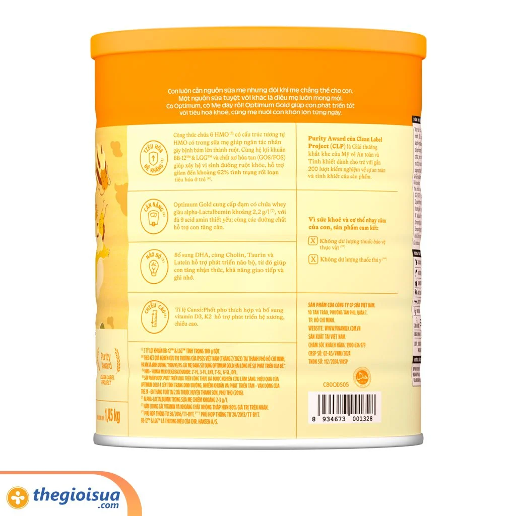 Sữa bột Optimum Gold 4 1450g mẫu mới