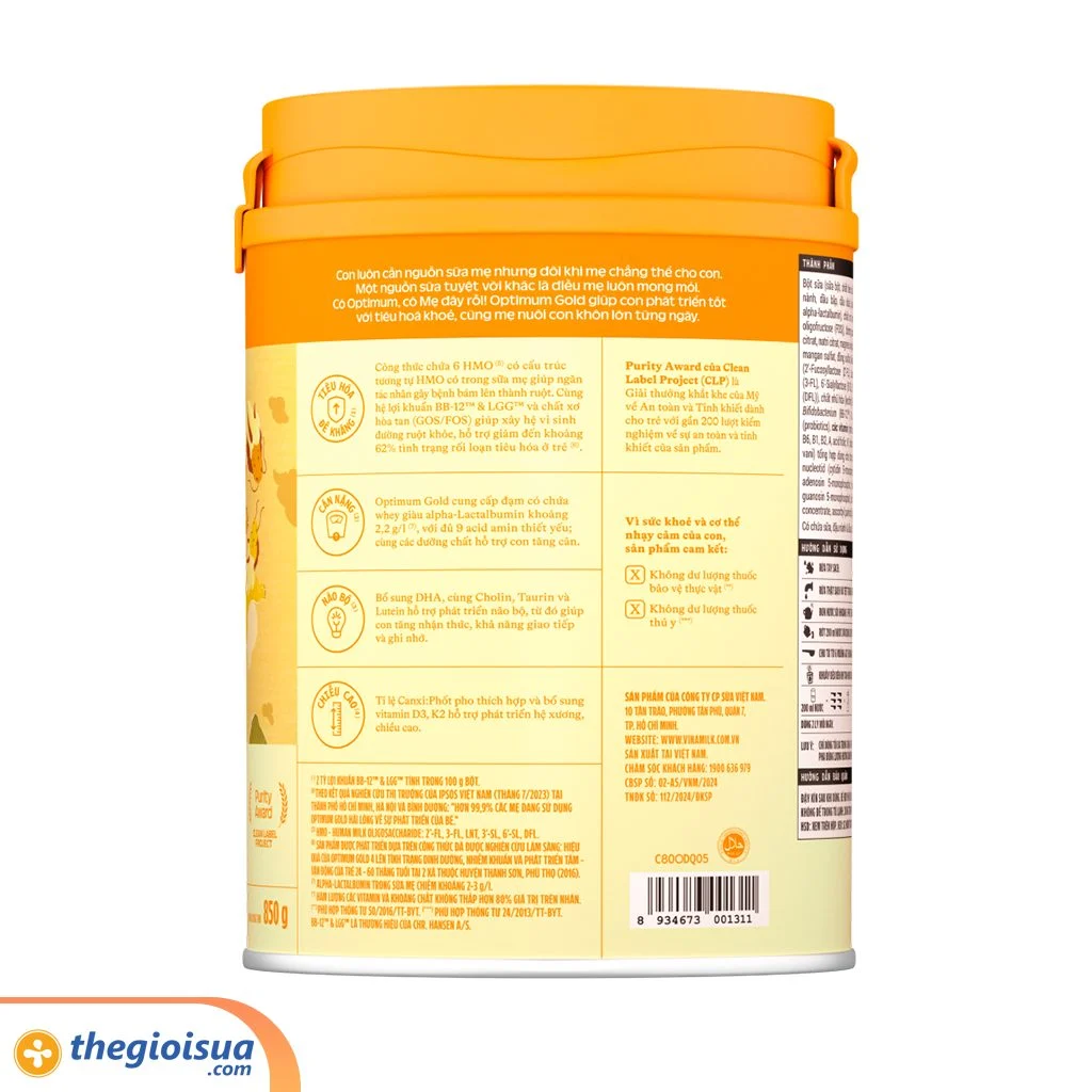 Sữa bột Optimum Gold 4 850g mẫu mới