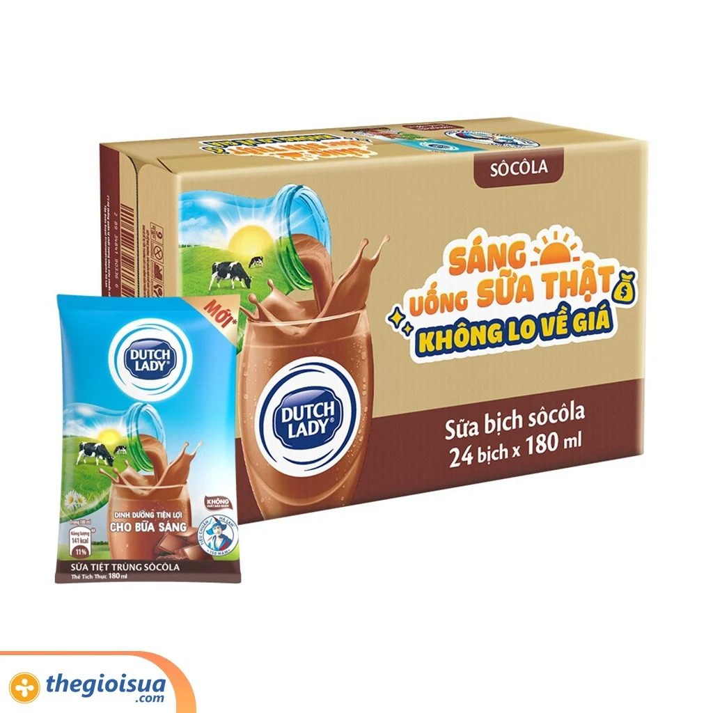 Sữa tiệt trùng CGHL Socola bịch 180ml – thùng 24 bịch