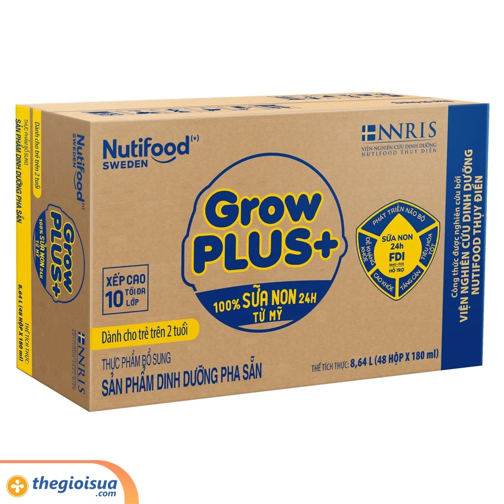 Sữa bột pha sẵn GrowPLUS+ Vàng trên 2 tuổi – Sữa non tăng đề kháng 180ml